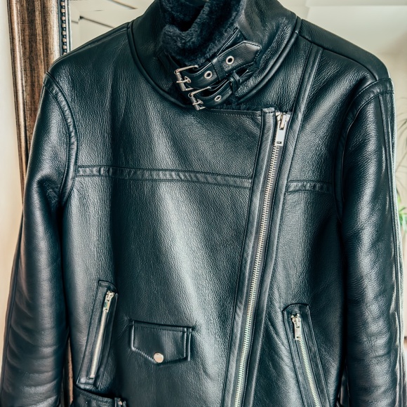 TOPSHOP oversized Aviator Biker Jacket in Jet Black - Picture 6 of 9